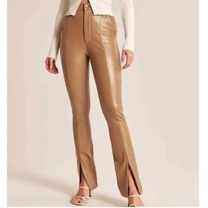 Abercrombie and Fitch Vegan Leather Split Hem Pant size 27 NWT